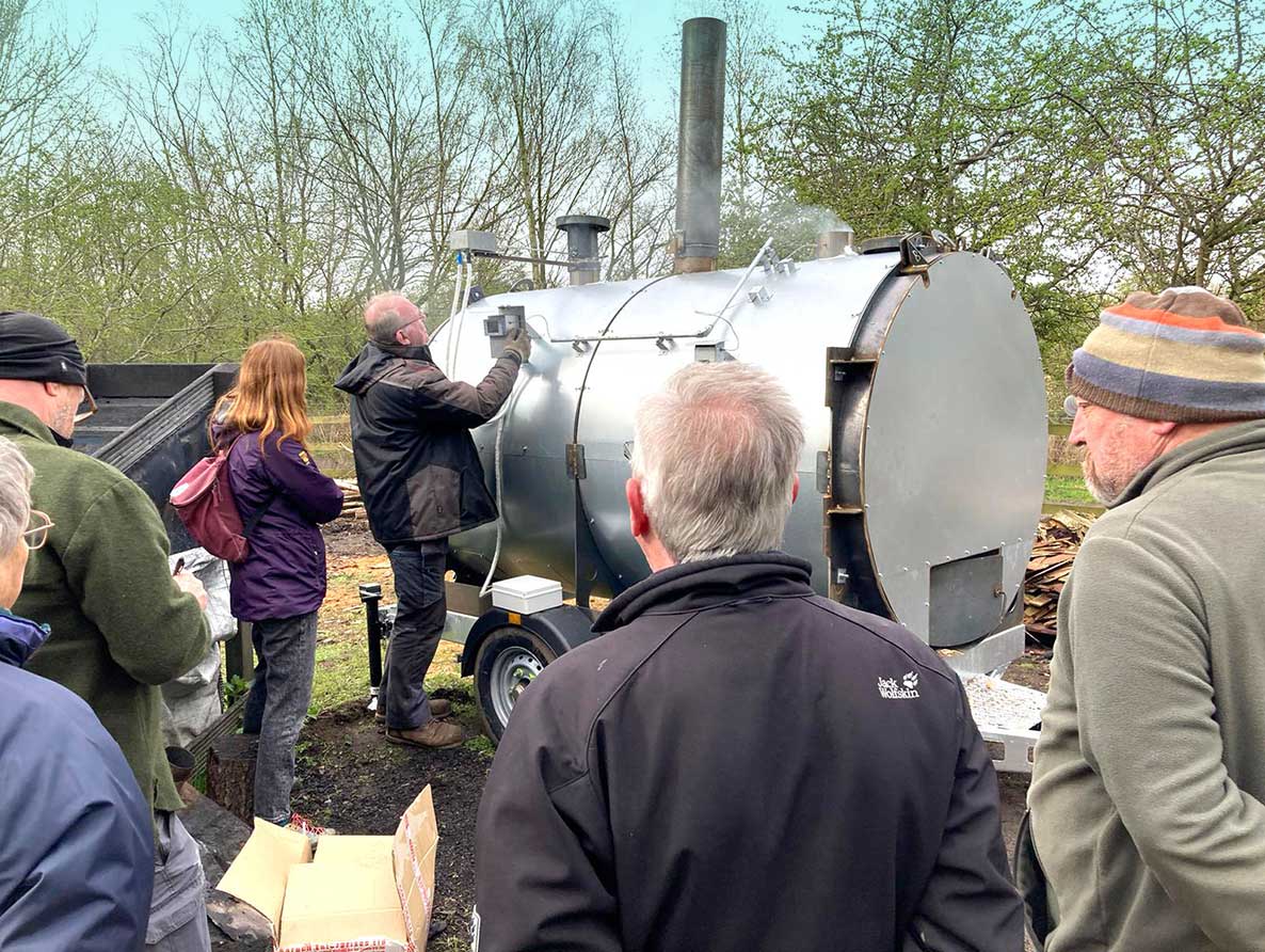 charcoal making in our retort kiln